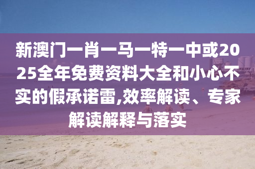 新澳門一肖一馬一特一中或2025全年免費(fèi)資料大全和小心不實(shí)的假承諾雷,效率解讀、專家解讀解釋與落實(shí)
